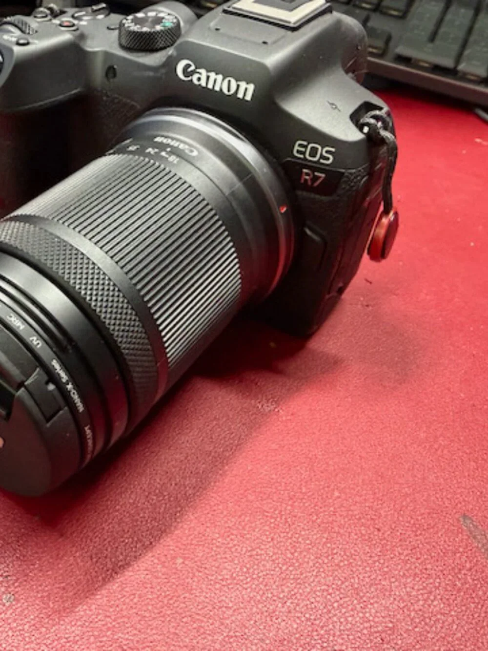 Canon Black EOS R7 Mirrorless Camera Kit with Lens and Charger